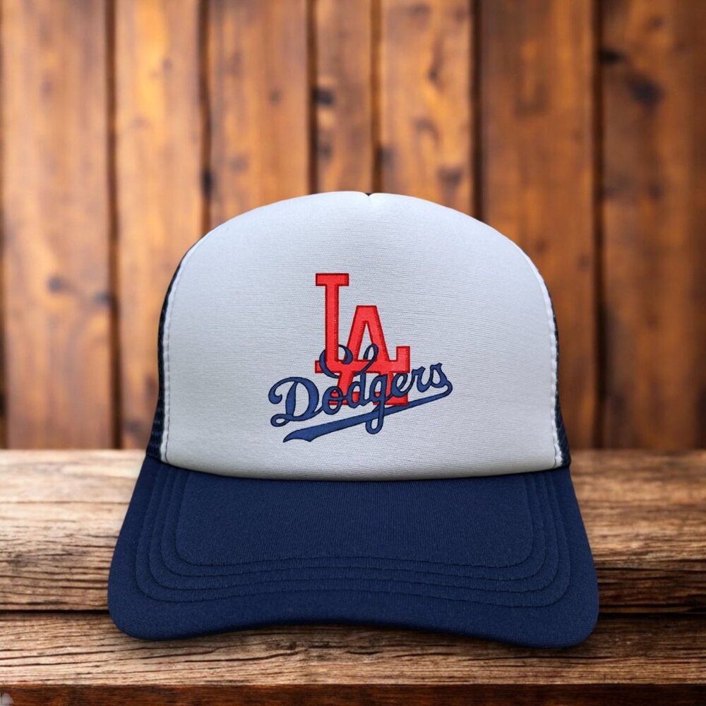 Los Angeles Dodgers Mens Trucker Hat Navy Vintage Logo Baseball Cap